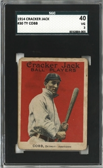 1914 Cracker Jack #30 Ty Cobb - SGC 40 VG 3